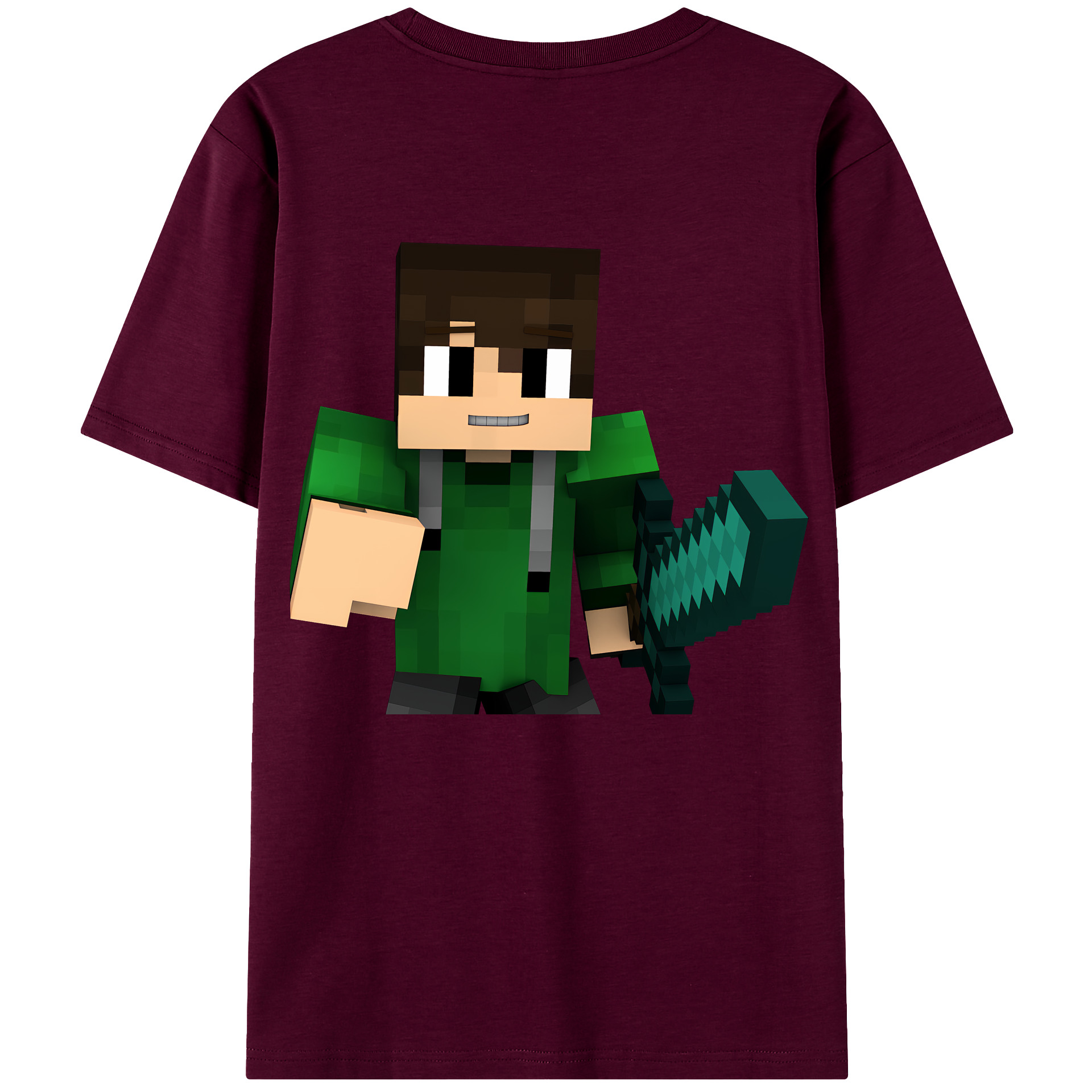（画像用） マインクラフト ブロックの世界 Minecraft MC Block world レディース半袖Tシャツ(バックプリント)